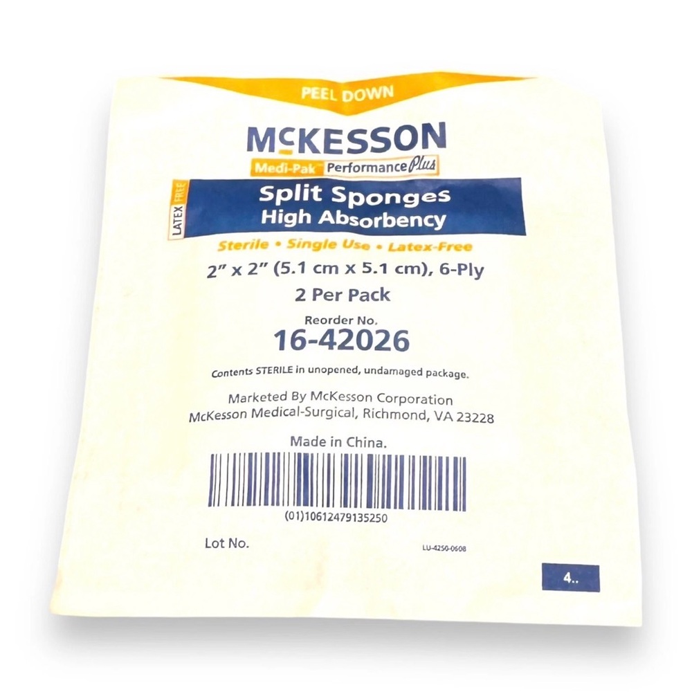 McKesson 16-42026 Medi-Pak High Absorbency Split Sponges-New W/O Box. -75 CT
